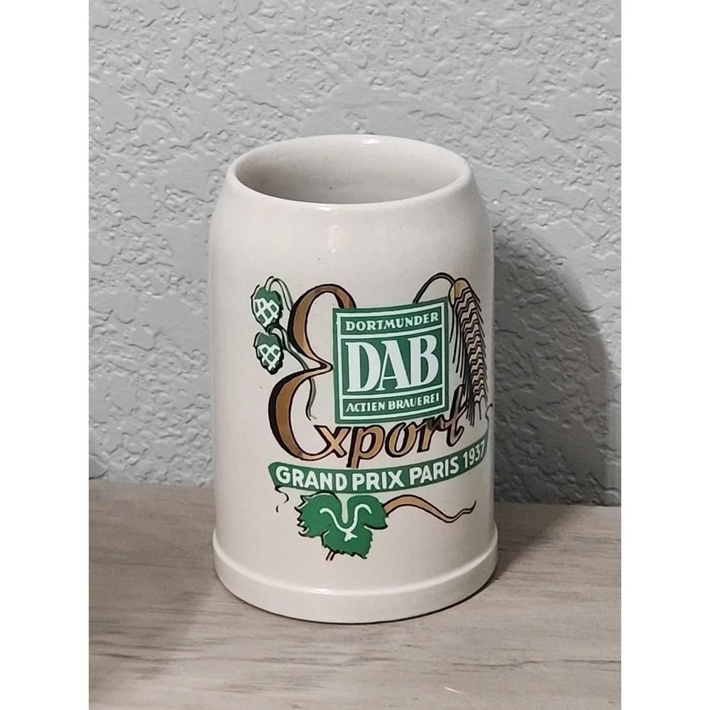 Vintage‎ DAB Pilsener Dortmunder 0.5L (24 oz) German Glass Beer Mug Stein 1930s